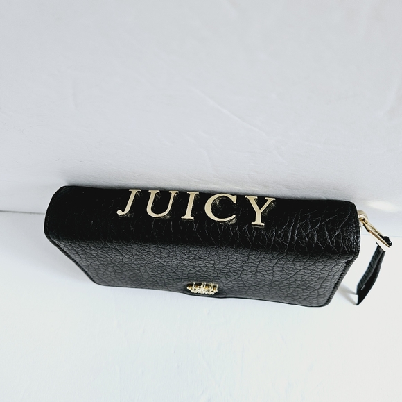 Juicy Couture Crossbody Vintage Wallet Black Leather Full Zip Mini Bag Snap - Picture 6 of 11
